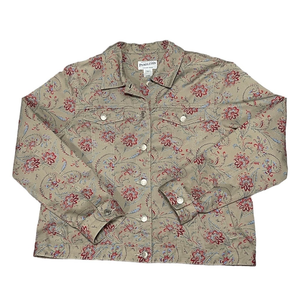 Pendleton Women’s Floral Button Large Tan Jacket